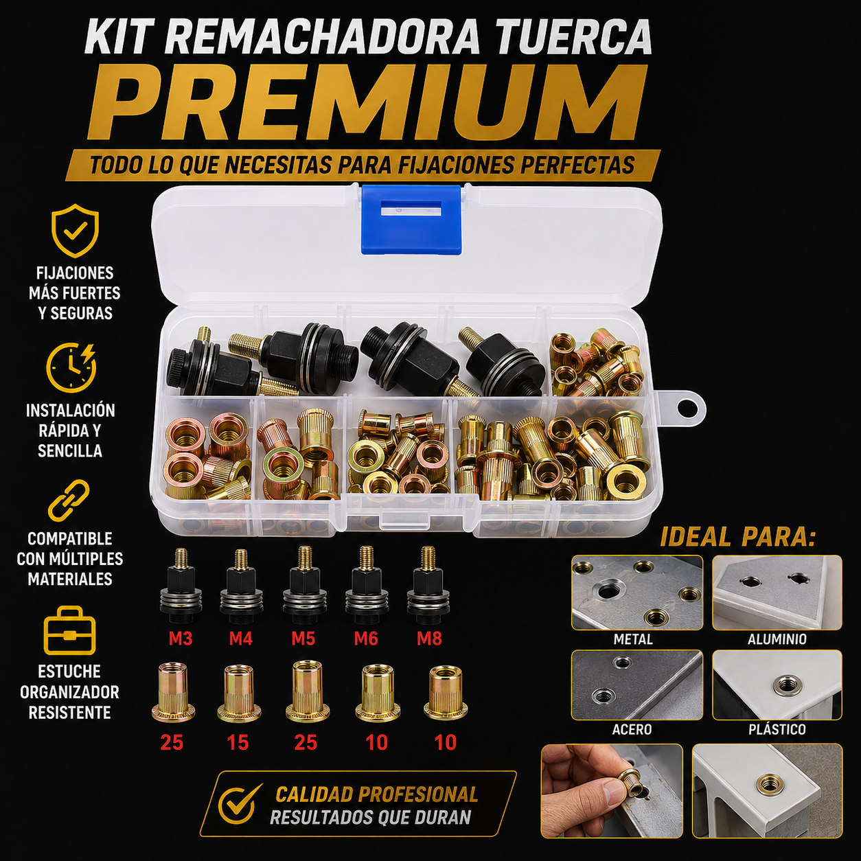 ⚙️ KIT REMACHADORA TUERCA PREMIUM - FIJACIONES FUERTES Y DURADERAS⚡