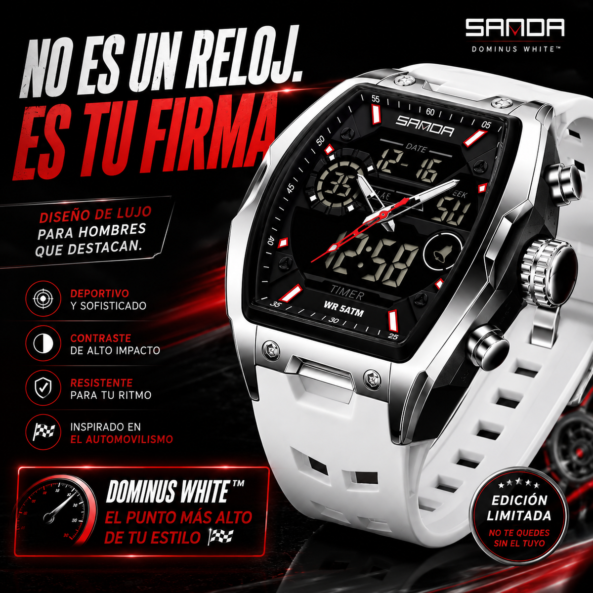 RELOJ DE LUJO DOMINUS WHITE - EL PUNTO MÁS ALTO DE TU ESTILO🏁