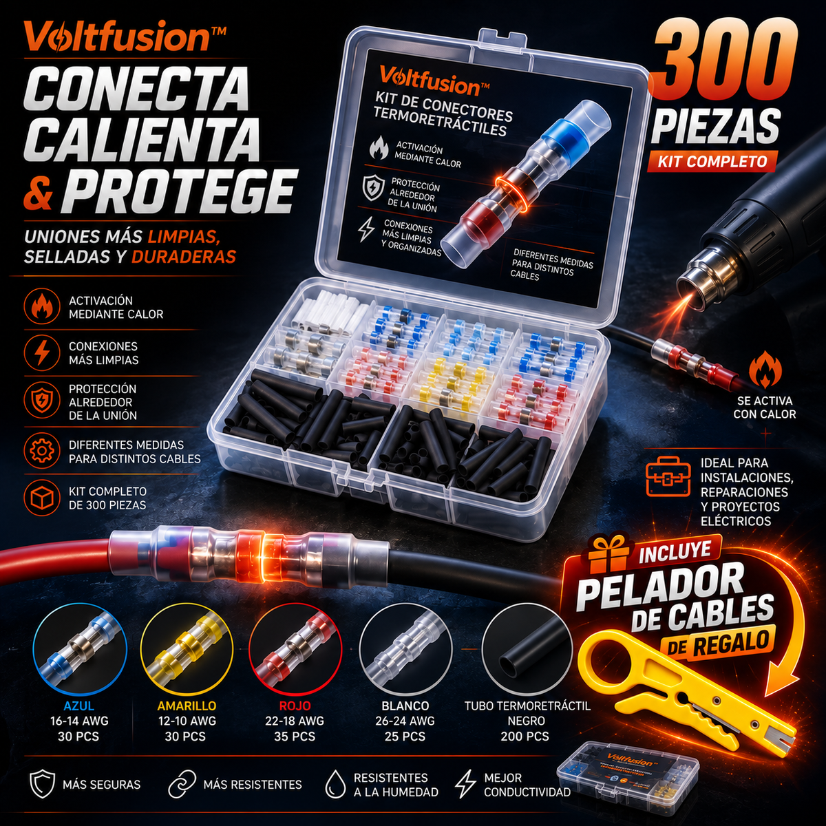 VoltFusion™ - KIT 300 PCS PROFESIONAL DE CONEXIÓN Y SELLADO ELÉCTRICO🔥